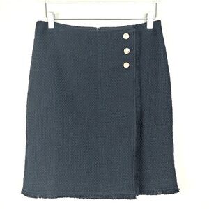 Talbots Faux Wrap Texture Navy Skirt Size 8P